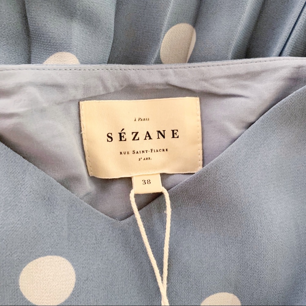 NWT Sezane Nissa Blue Polka Dot Dress - Picture 8 of 11